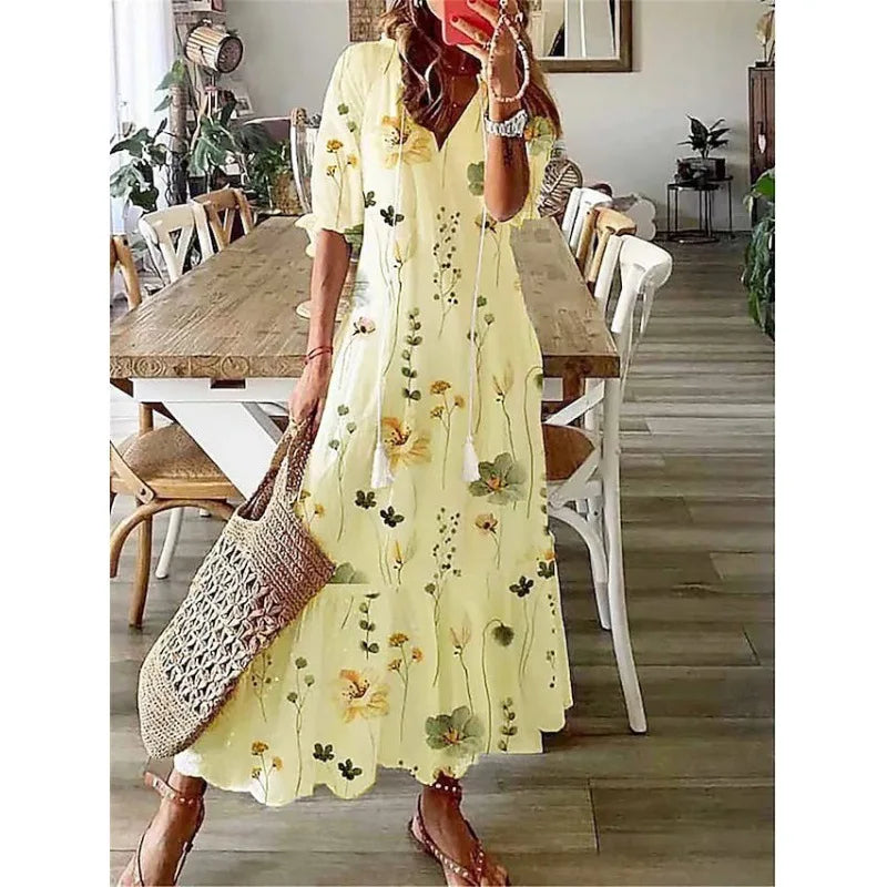 Luchtige Dames Maxi Jurk met Bloemenpatroon