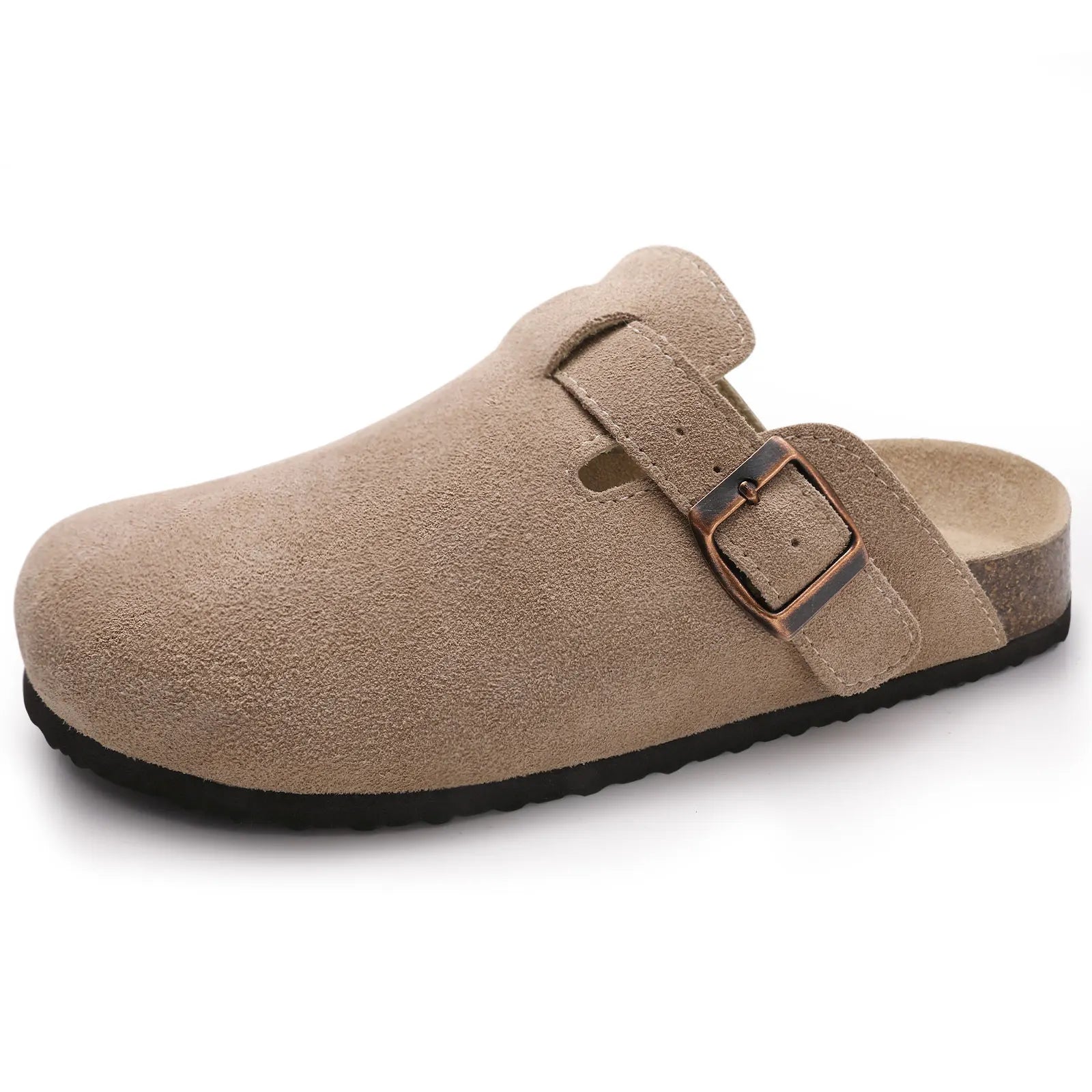 Dames suède sandalen met kurken zool