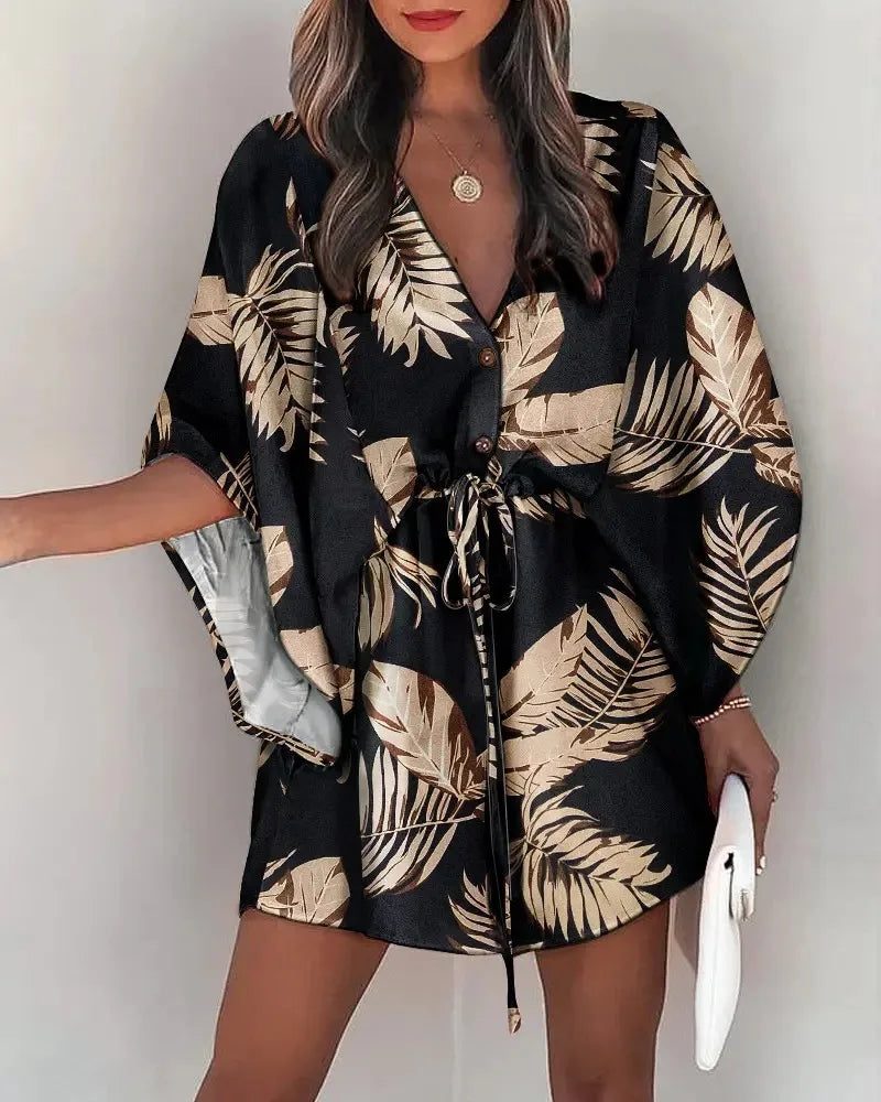 Zomerse jurk met print en brede mouwen