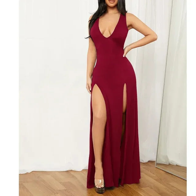 Dames elegante maxi jurk met diepe split