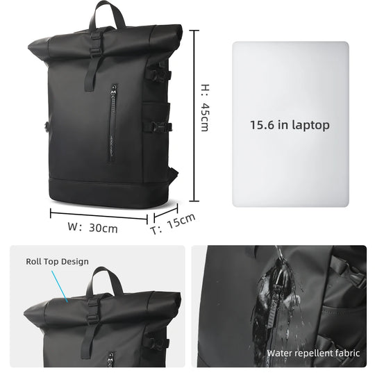 HK Waterdichte Reistas met USB – Uitbreidbare Rugzak – 15.6 inch Laptop Rugtas voor Reizen, Fietsen en Outdoor