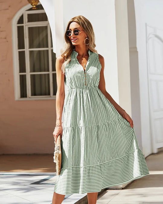 Zomerse Midi Jurk met Strepen
