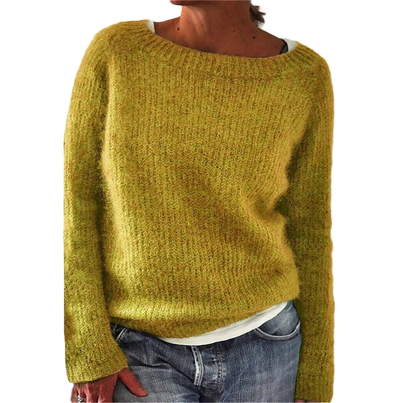 Dames Loose Fit Hals Trui met Lange Mouwen
