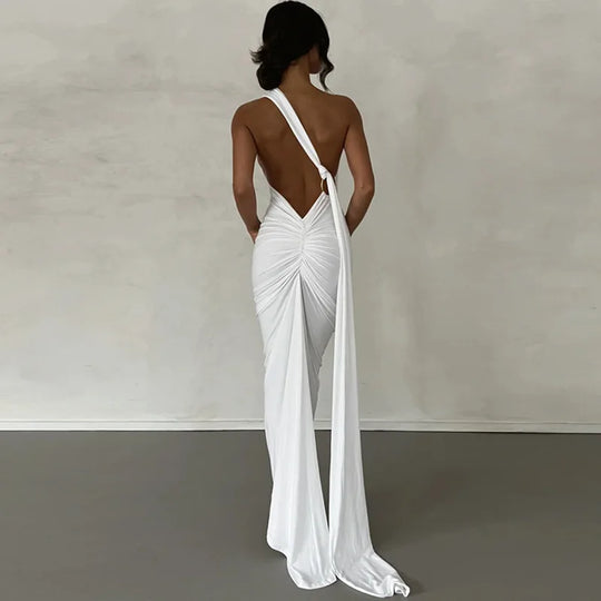 Elegante Avondjurk met Asymmetrische Schouderband