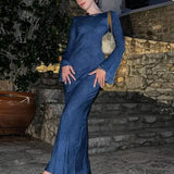 Elegante Lange Jurk met Uitlopende Mouwen