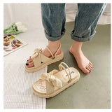 Dames sandalen met strik en decoratieve zool