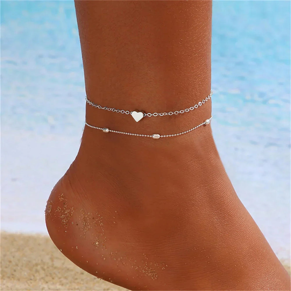 Enkelbandje met hartdetail van zinklegering – Dames