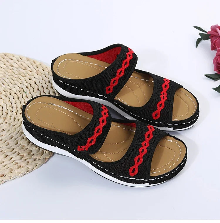 Dames Orthopedische Instapsandalen met Borduursel