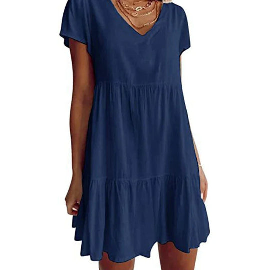 Luchtige Zomer Mini Jurk met V-Hals