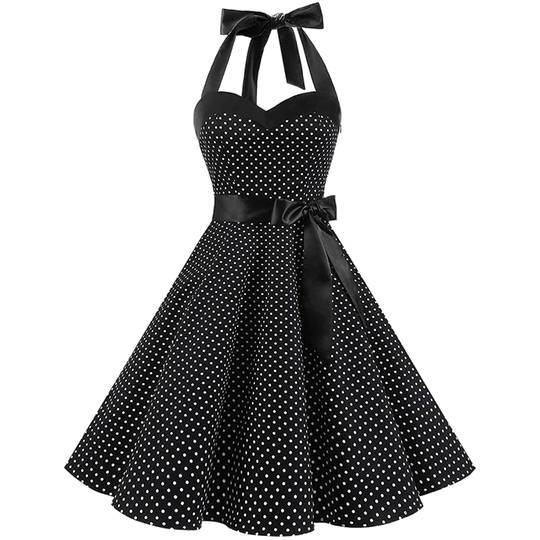 Dames Retro Jurk met Stippen en Strik