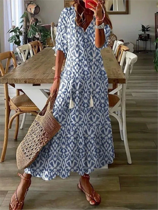 Luchtige Dames Maxi Jurk met Bloemenpatroon