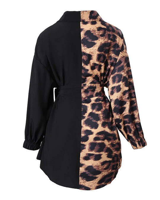 Modieuze Mini-jurk met Panterprint Accent