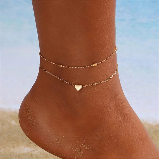 Enkelbandje met hartdetail van zinklegering – Dames