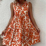 Zomerjurk met plantenprint en zonder mouwen