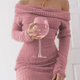 Tricot jurk met blote schouders