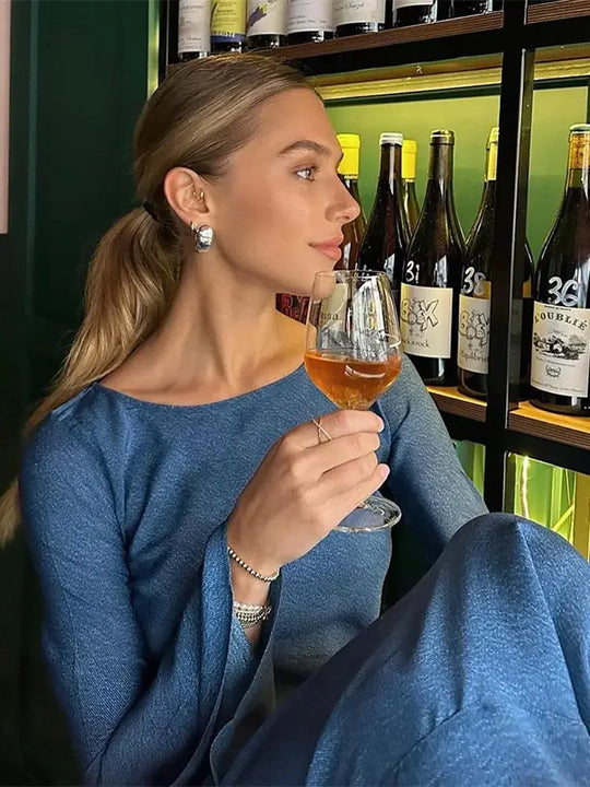 Elegante Lange Jurk met Uitlopende Mouwen