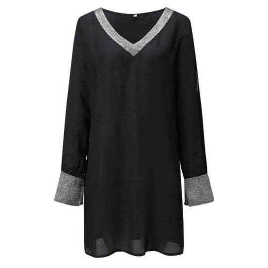 Elegante Jurk met Glanzende Accenten
