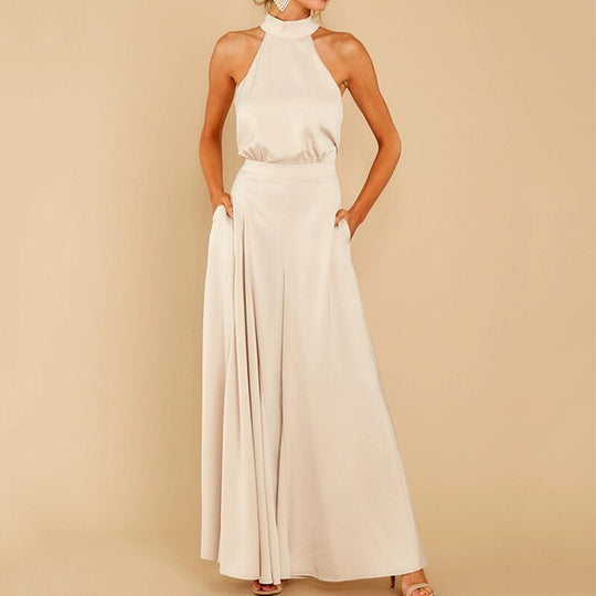 Elegante Dames Jumpsuit | Halter & Wijde Pijp | Stijlvol & Comfortabel