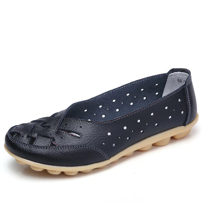 Dames orthopedische leren ballerina's – comfortabele open schoenen voor dagelijks gebruik