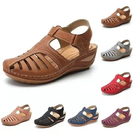 Dames orthopedische sandalen met geperforeerd leer