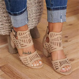 Dames Sandalen met Hak en Ażurower Patroon
