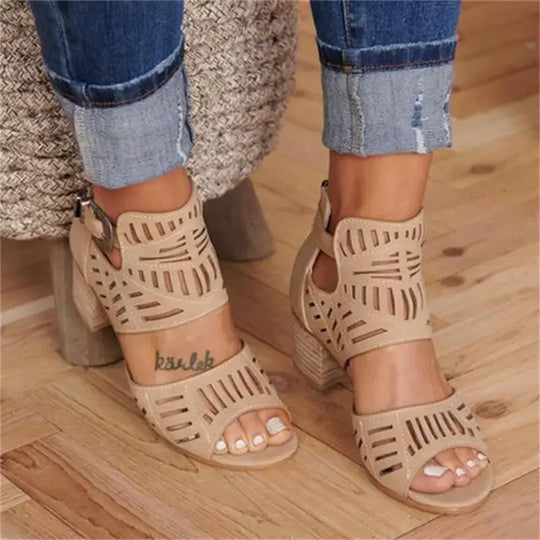 Dames Sandalen met Hak en Ajuinenpatroon