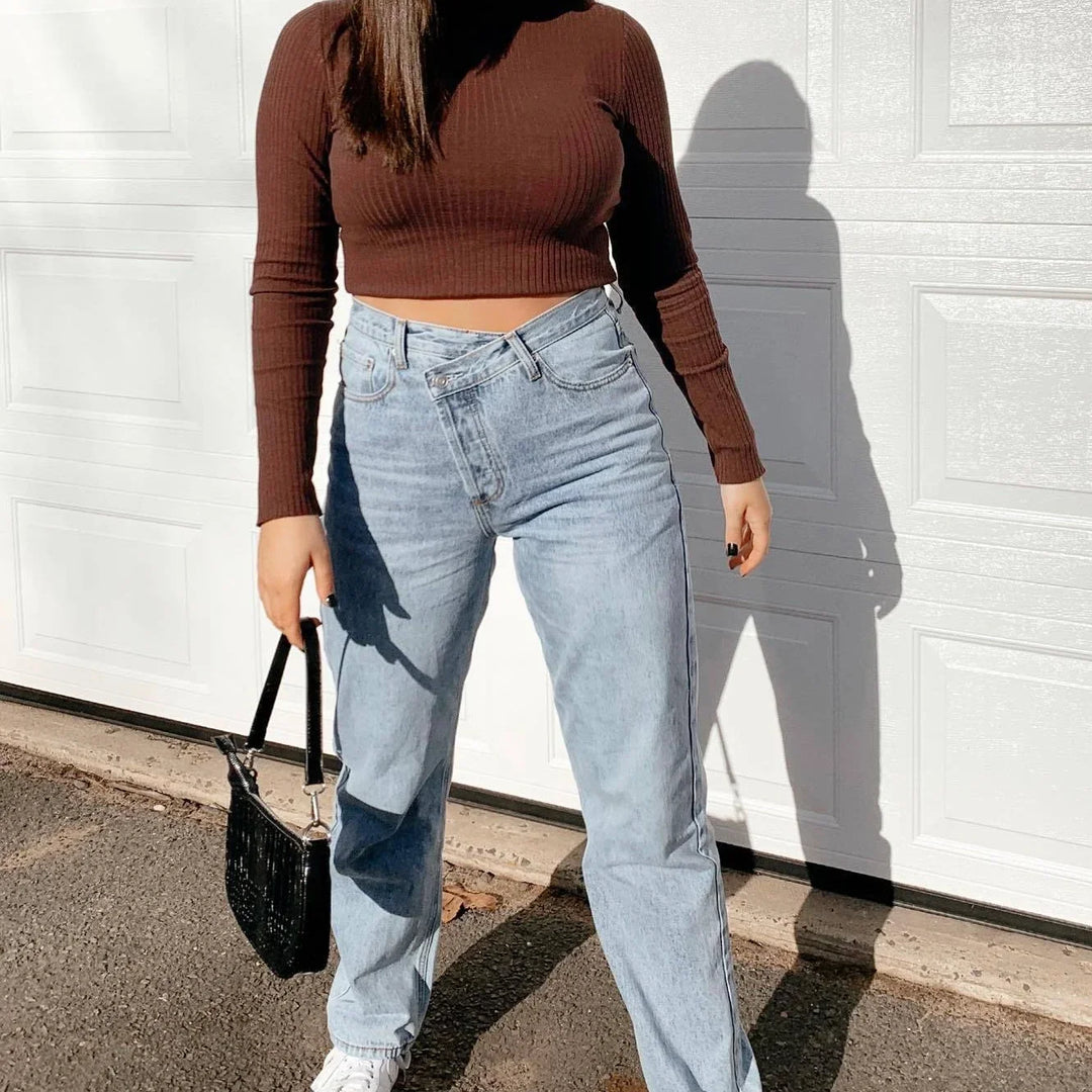 Dames Klassieke Rechte Jeans in Licht Kleur