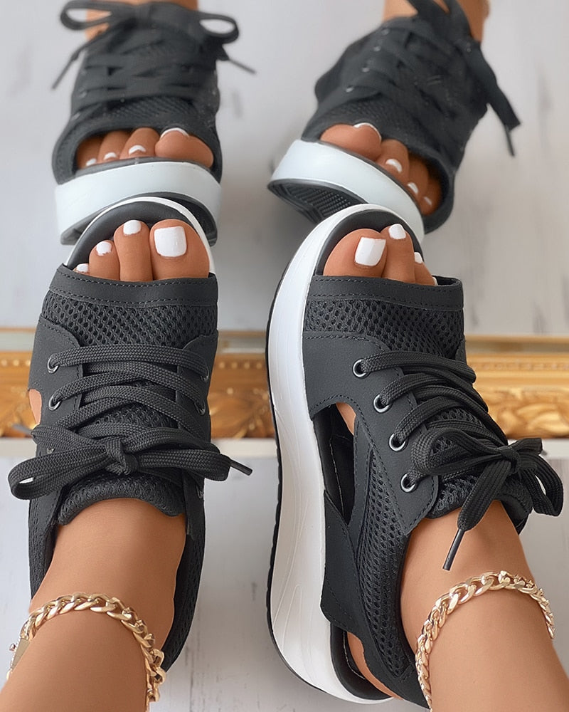 Dames orthopedische sport sandalen met veters