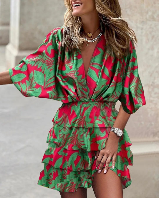 Kleurige Mini-jurk met Ruffles