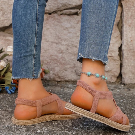 Dames sandalen op espadrille platform