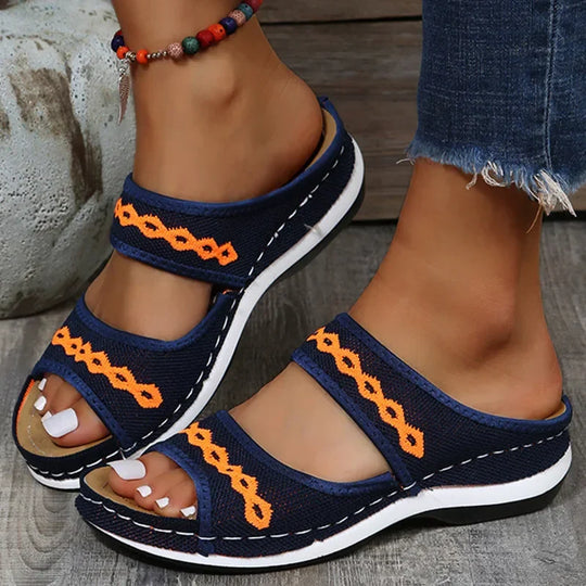 Dames Orthopedische Instapsandalen met Borduursel