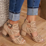 Dames Sandalen met Hak en Ażurower Patroon