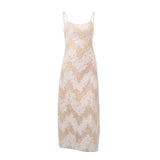 Elegante Maxi-jurk met Kantpatroon en Strik op de Rug