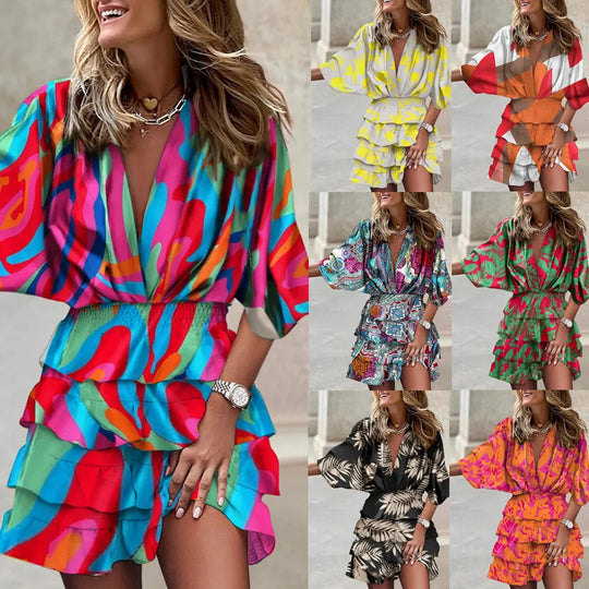 Kleurige Mini-jurk met Ruffles
