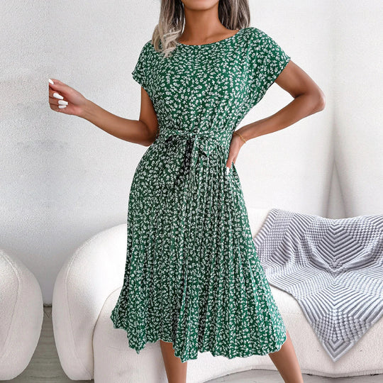 Dames Midi Jurk met Bloemenpatroon en Ceintuur