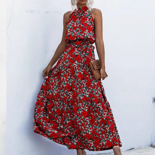 Dames Zomer Maxi Jurk met Bloemenpatroon