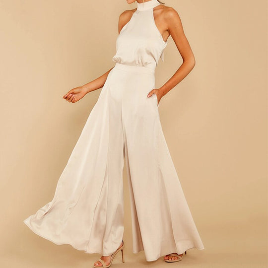 Elegante Dames Jumpsuit | Halter & Wijde Pijp | Stijlvol & Comfortabel