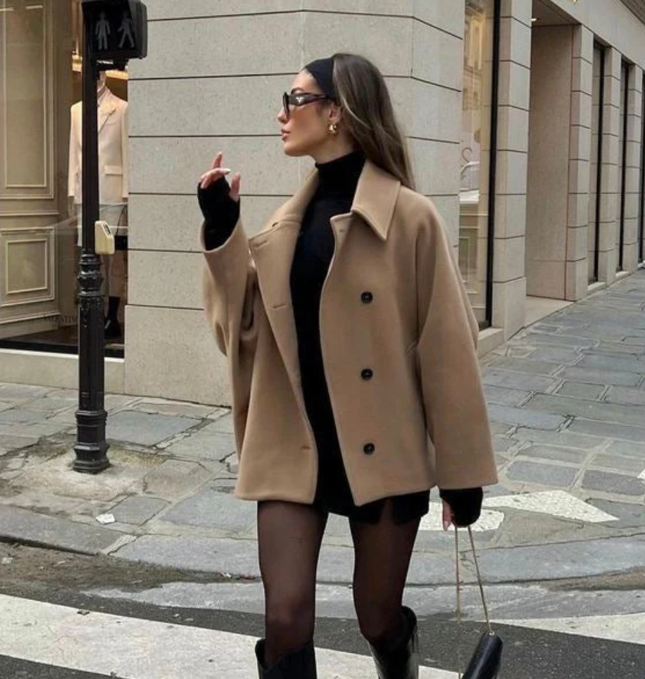 Dames Oversized Jas | Klassieke Reverskraag | Wollen Look | Wintercoat