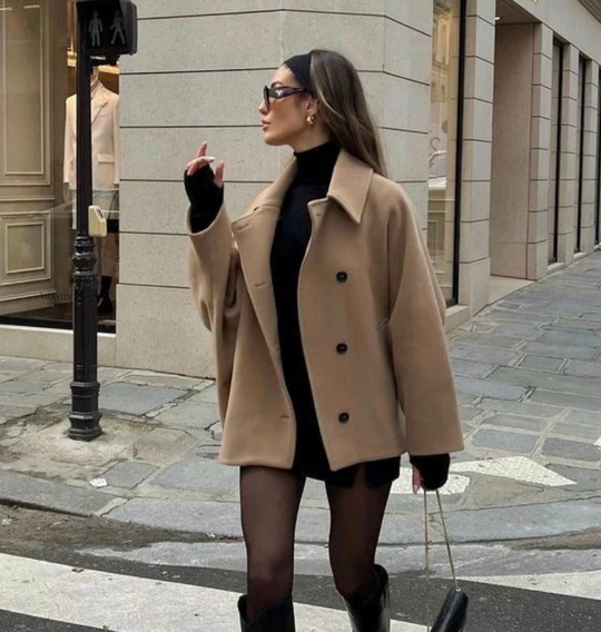 Dames Oversized Jas | Klassieke Reverskraag | Wollen Look | Wintercoat