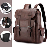 PU-Lederen Rugzak voor Heren – Grote Laptop Rugzak – Schooltas voor Jongens & Tieners