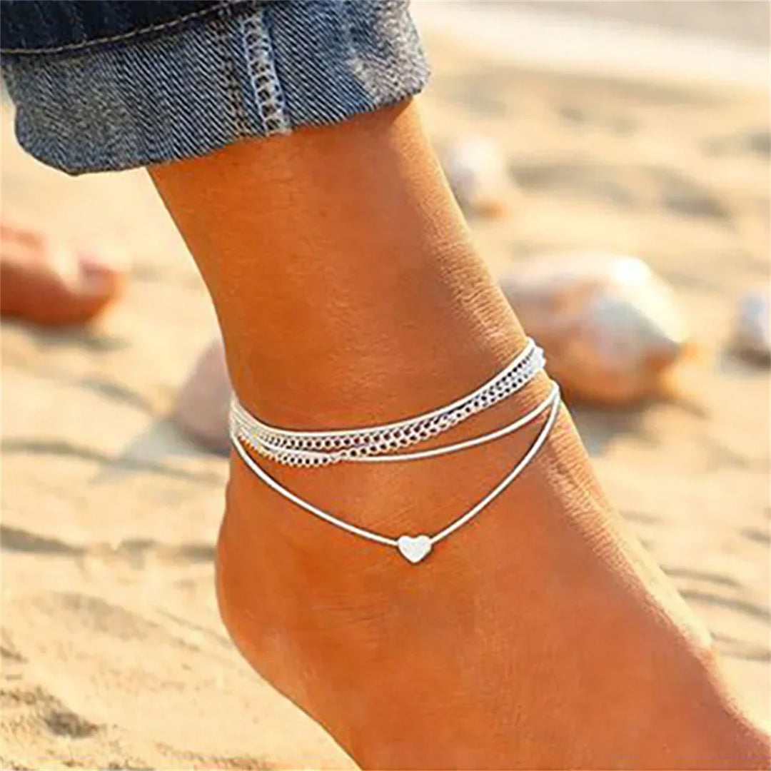 Enkelbandje met hartdetail van zinklegering – Dames
