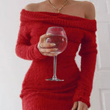 Tricot jurk met blote schouders