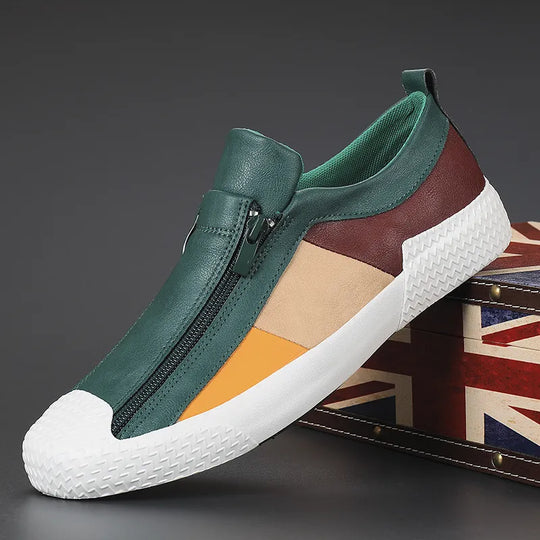 Heren Slip-On Casual Sneakers met Zijrits en Contrastpanelen