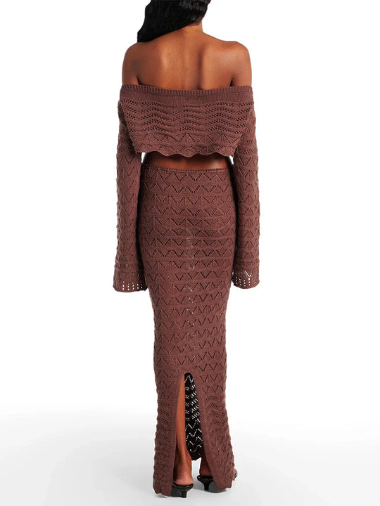 Aleia | Schattige Set | Gevlochten Details | Lange Rok | Crop Top | Modieus