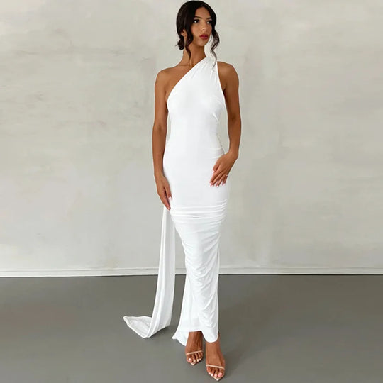Elegante Avondjurk met Asymmetrische Schouderband