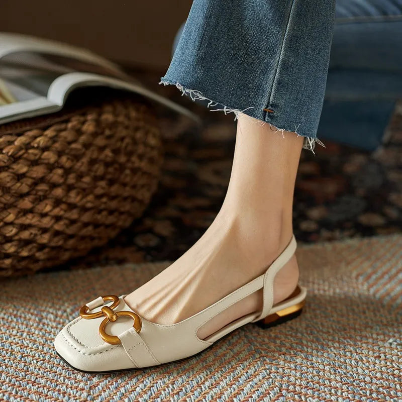 Elegante Dames Slingback Sandalen met Decoratieve Gesp