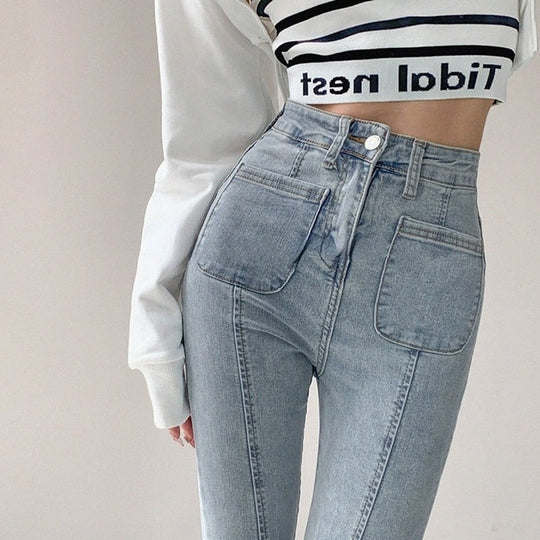 Vintage Flare Damesjeans met Subtiele Slijtage