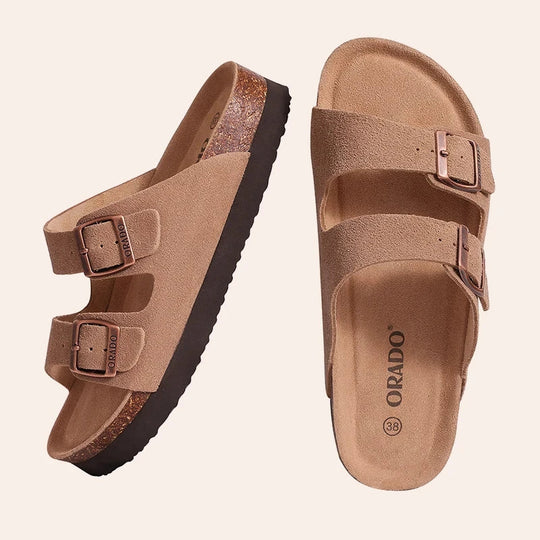 Orthopedische sandalen met kurken zool en twee banden