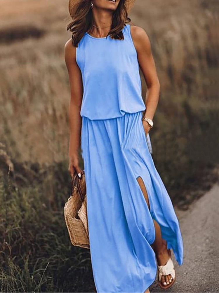 Zomer maxi jurk zonder mouwen