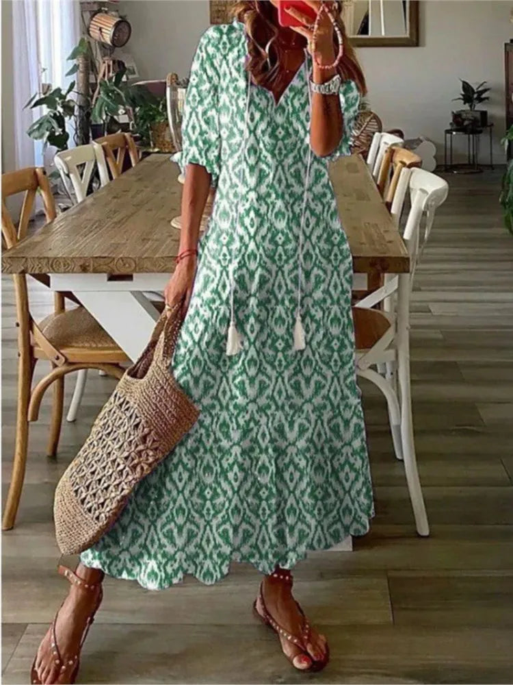 Luchtige Dames Maxi Jurk met Bloemenpatroon